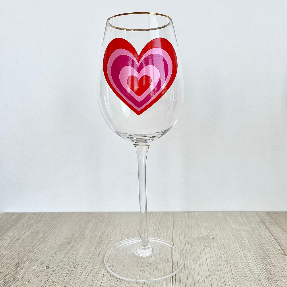 Copa de vino Corazón creciente rosa de 450ml.