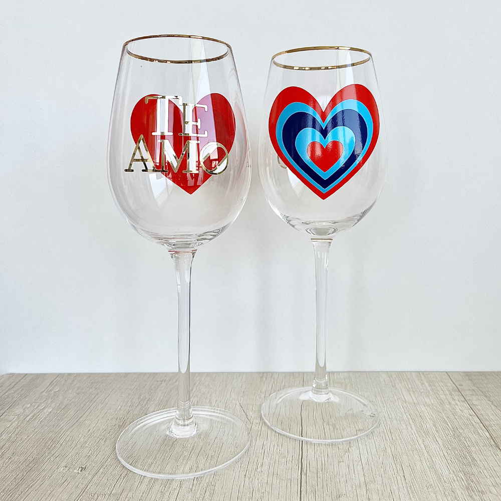 Set de 2 Copas de vino Corazón creciente personalizadas de 450ml.