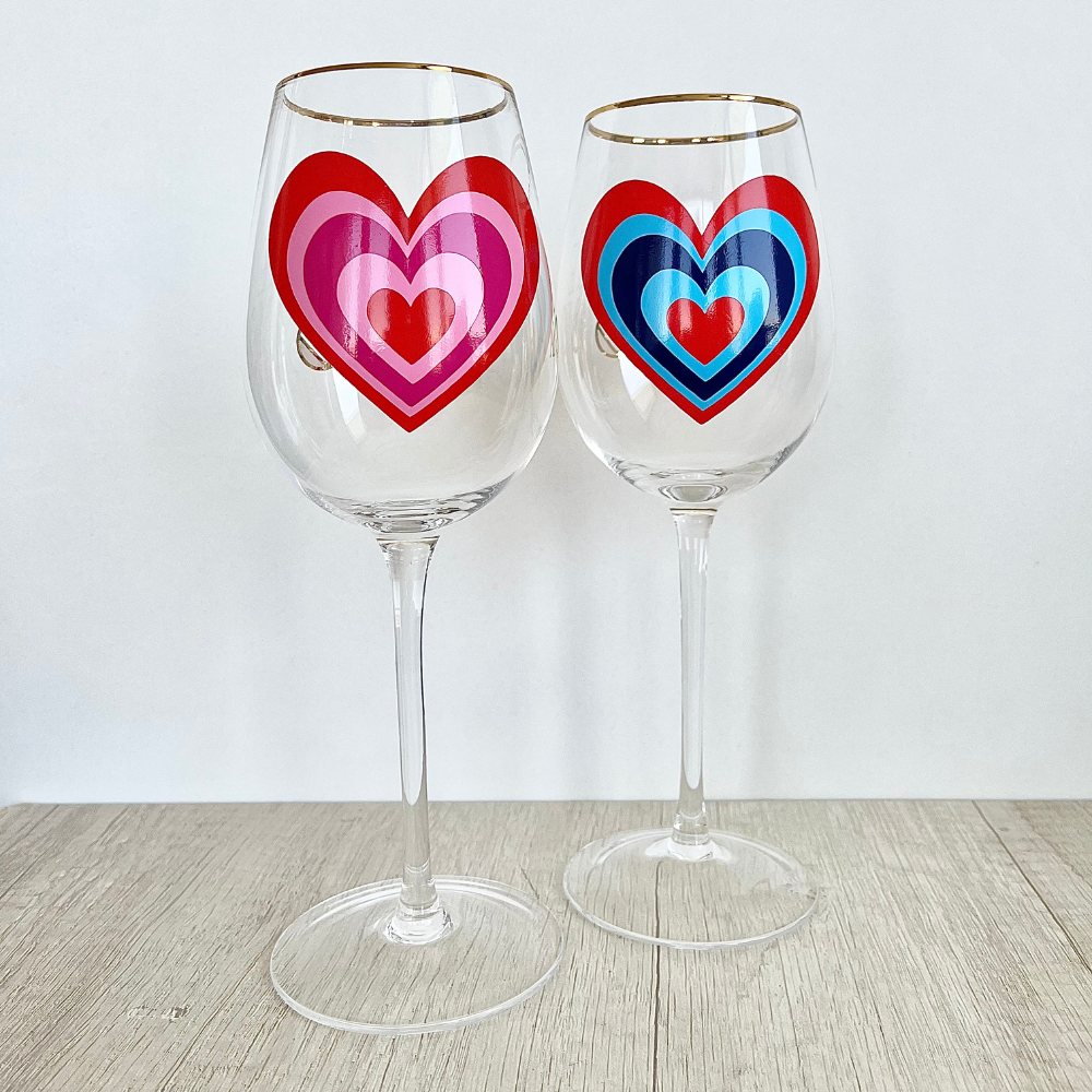 Set de 2 Copas de vino Corazón creciente personalizadas de 450ml.