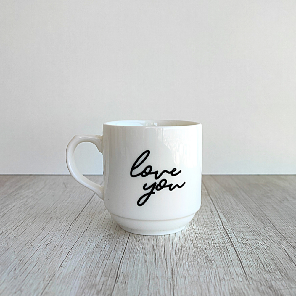 Set de 2 tazas Beso y Love de porcelana de 250ml.