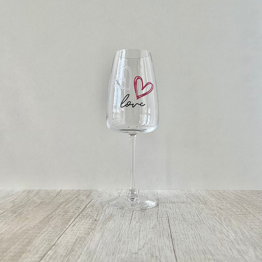 Copa de Vino Corazón Love blanco y rosa de 420ml