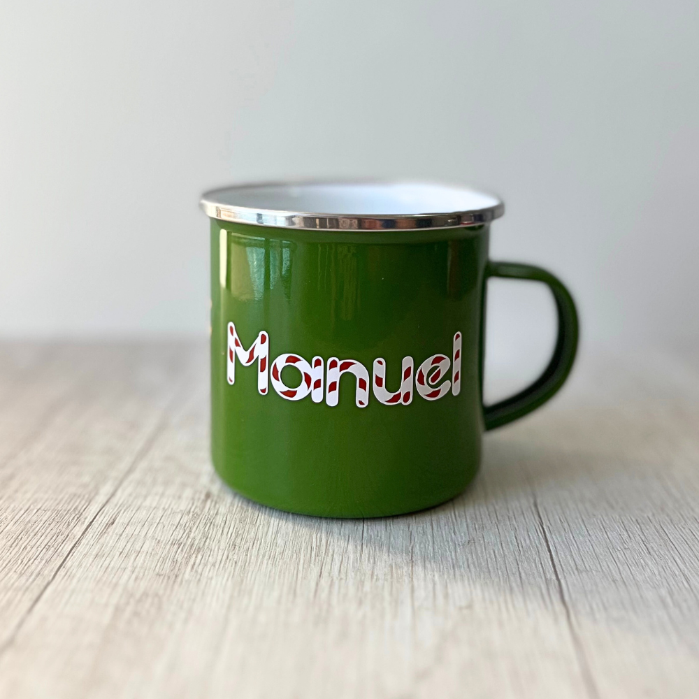 Taza enlozada Viejito Pascuero de 350ml