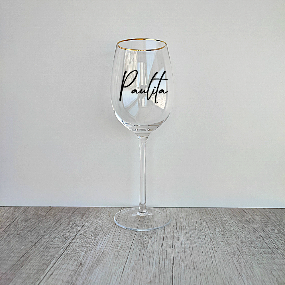 Copa de Vino borde dorado Personalizada de 450ml