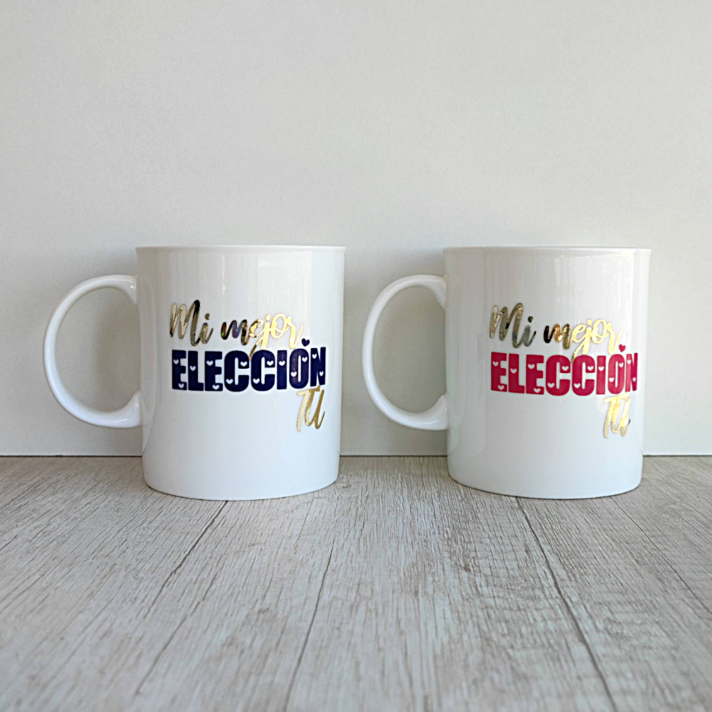 Taza Mi Mejor Elección Tú fucsia de porcelana de 410ml