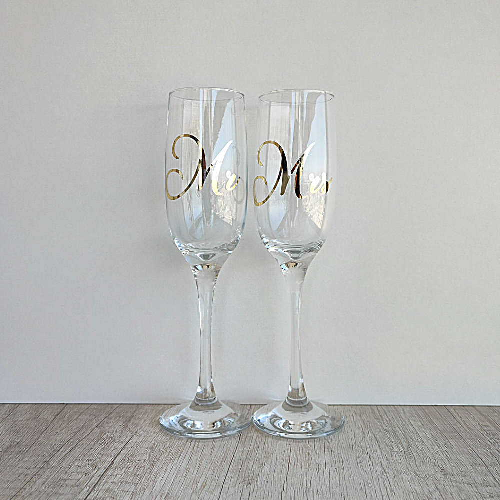 Set de 2 Copas Champagne Marco para Boda Mr y Mrs de 200ml