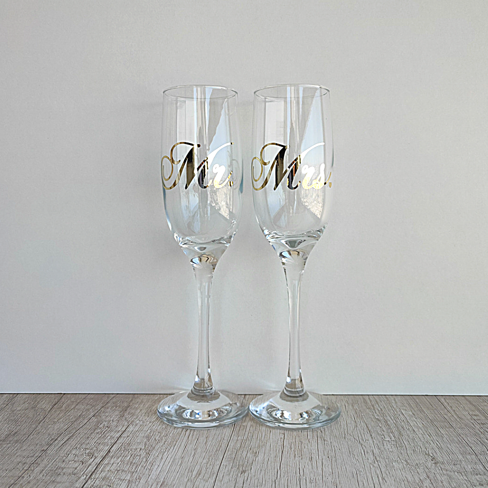 Set de 2 Copas Champagne Marco para Boda Mr y Mrs de 200ml