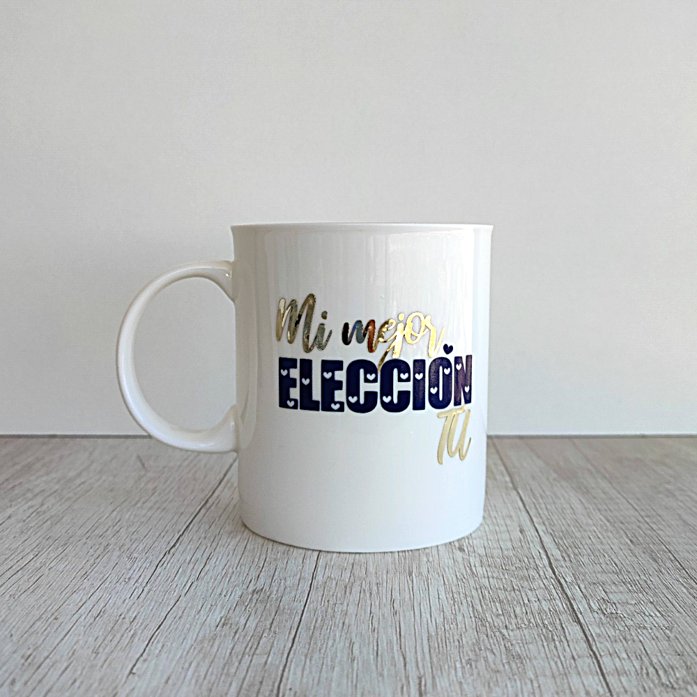 Taza Mi Mejor Elección Tú azul marino de porcelana de 410ml