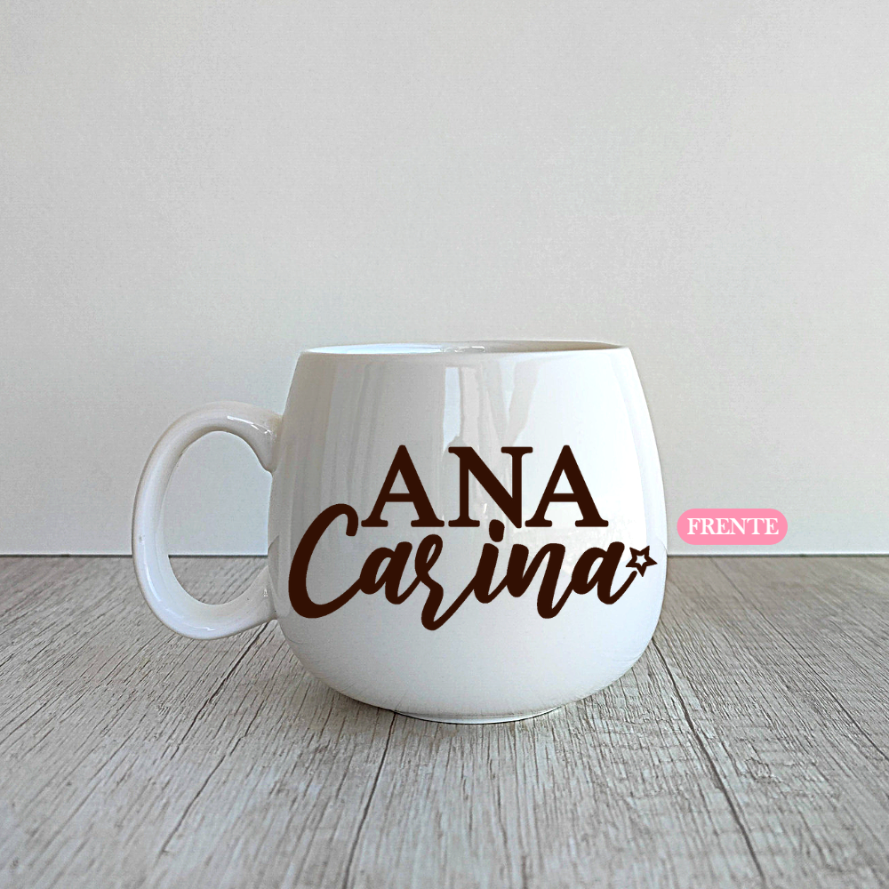 Taza Nombre y Corazones personalizada de porcelana de 400ml