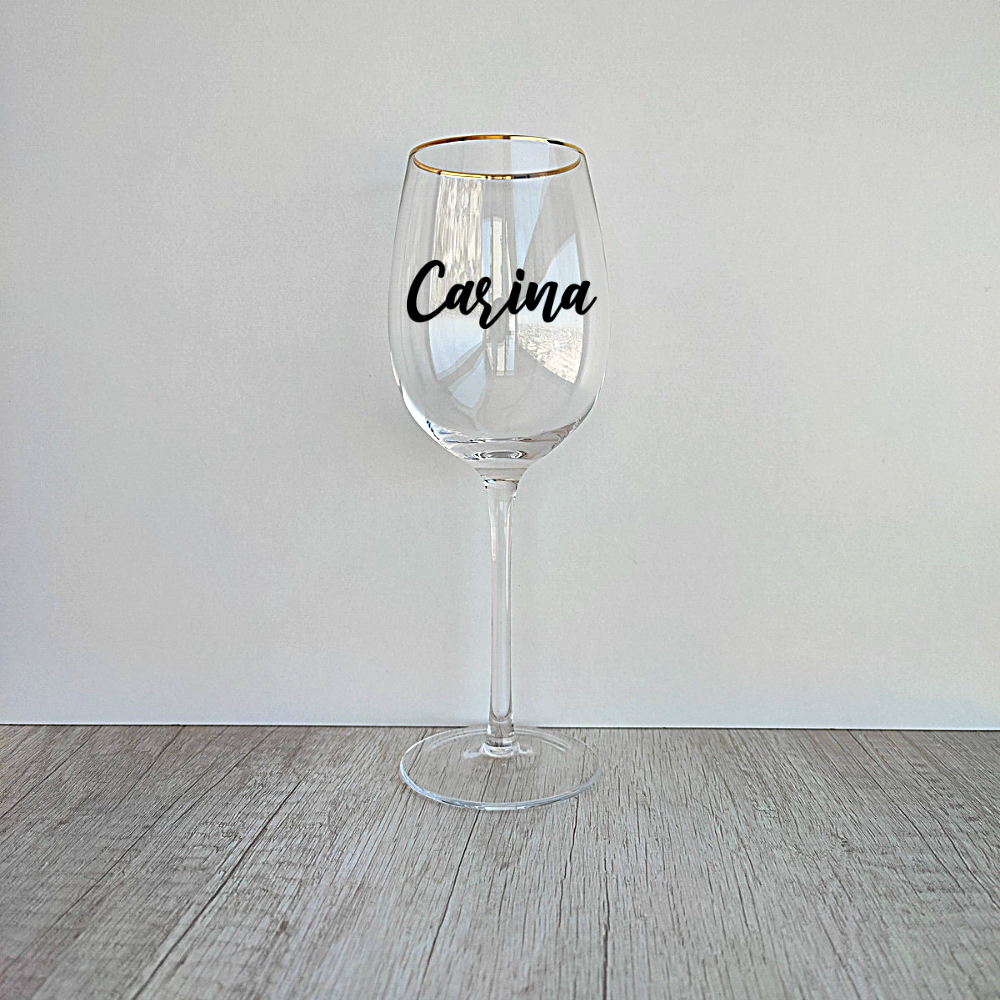 4 Copas de Vino borde dorado Personalizadas de 450ml
