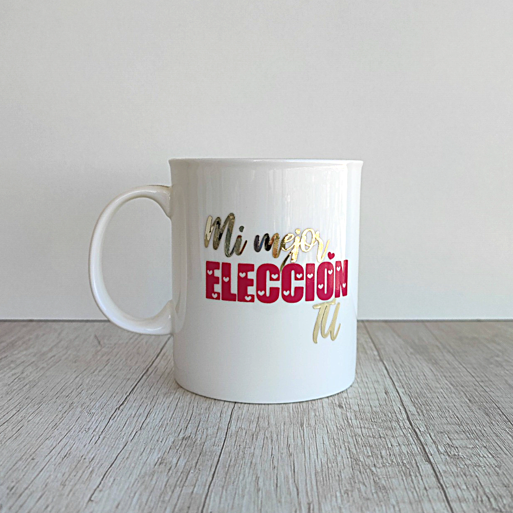 Taza Mi Mejor Elección Tú fucsia de porcelana de 410ml