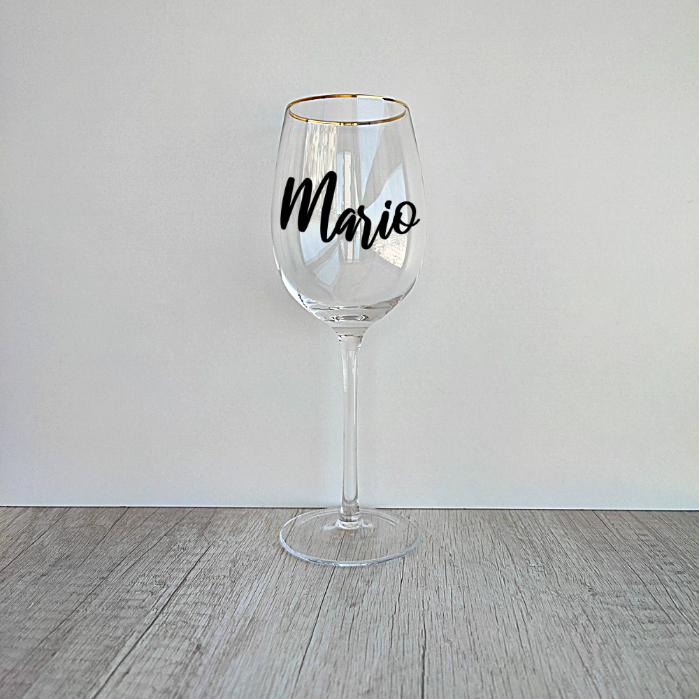 4 Copas de Vino borde dorado Personalizadas de 450ml
