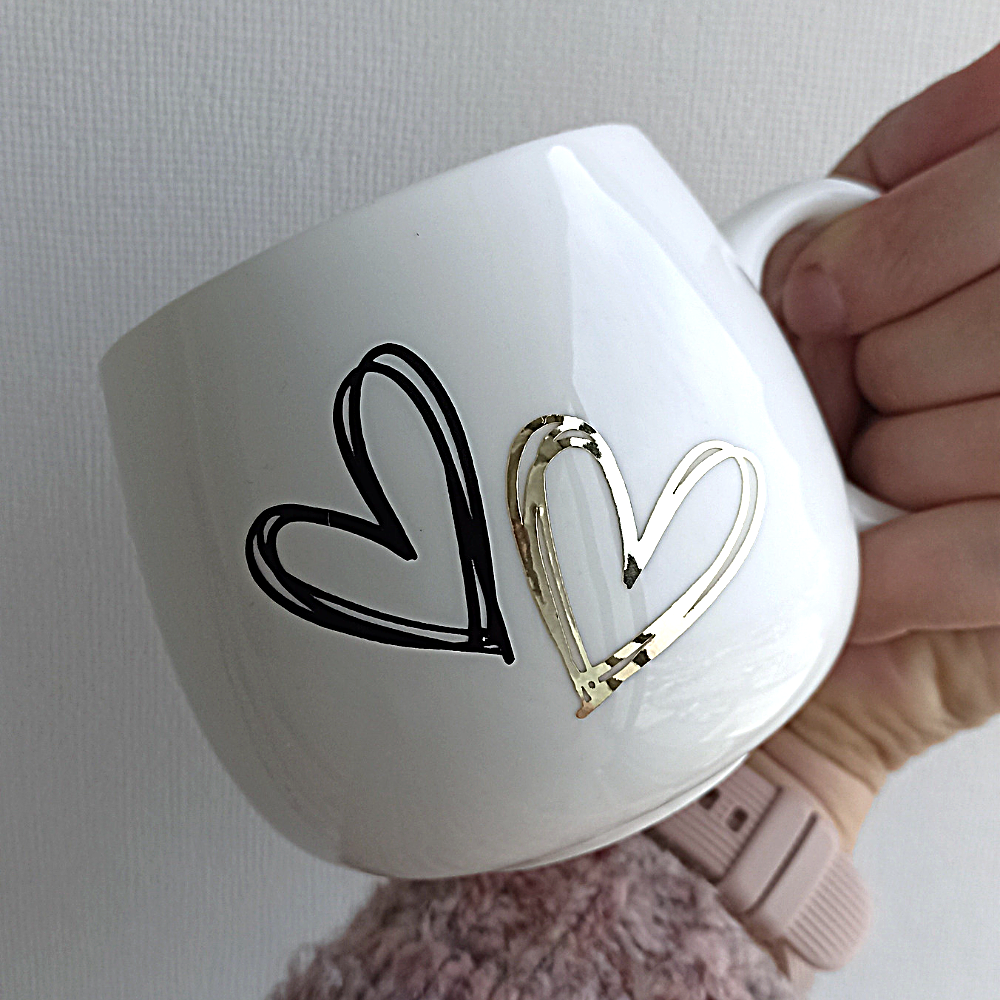 6 Tazas Nombre y Corazones personalizadas de porcelana de 400ml