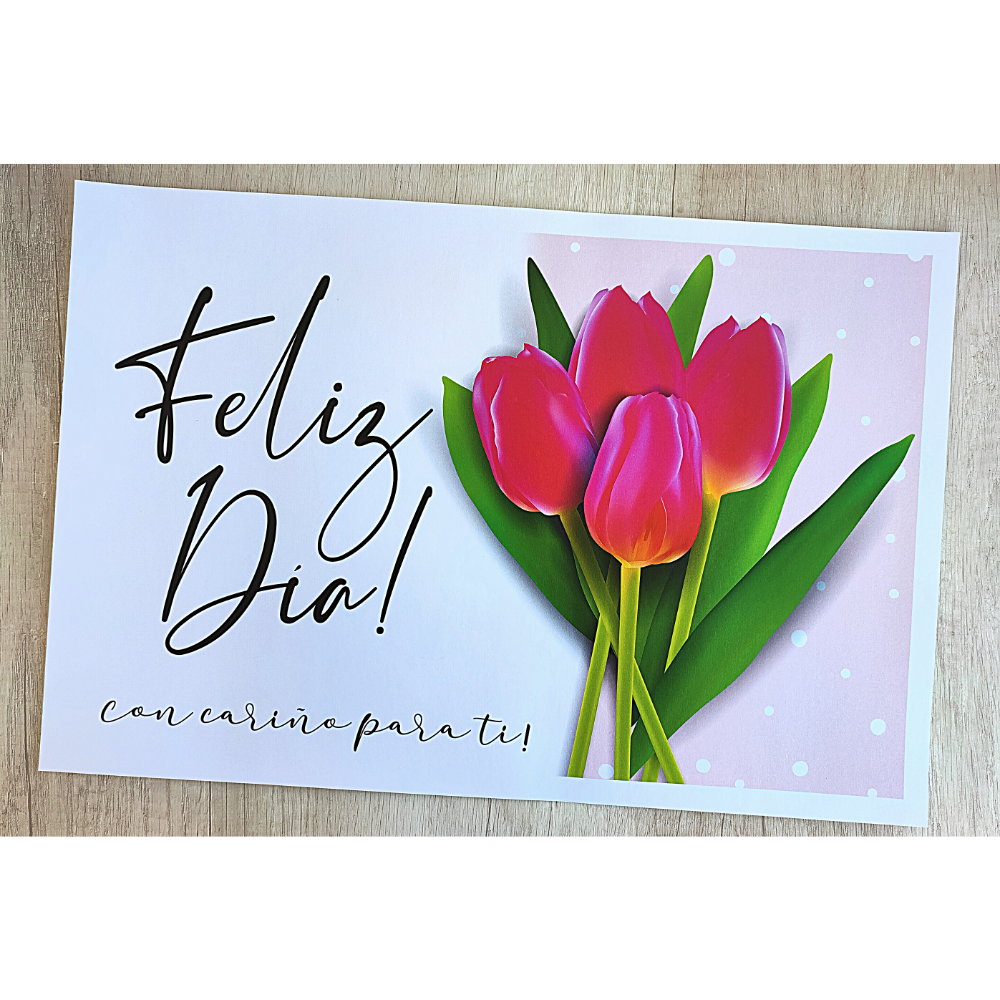 Individual Feliz Día tulipanes