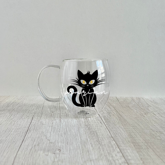 Taza gato negro para personalizar de 300ml.