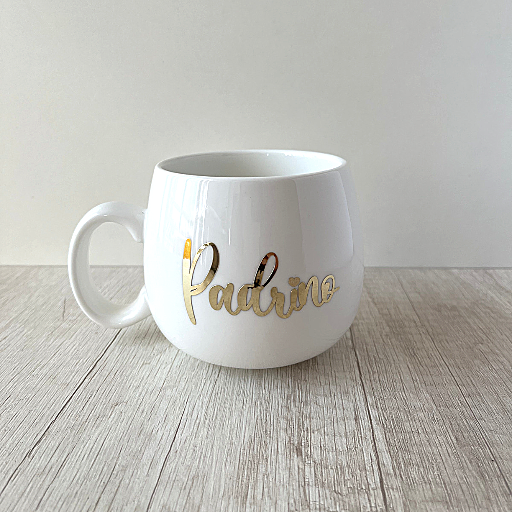 Set de 2 tazas Padrino y Madrina personalizadas con Nombres de porcelana de 400ml