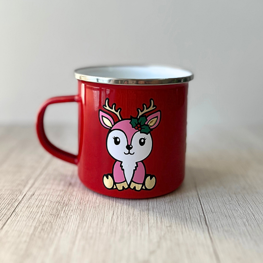 Taza enlozada Reno rosa de 350ml