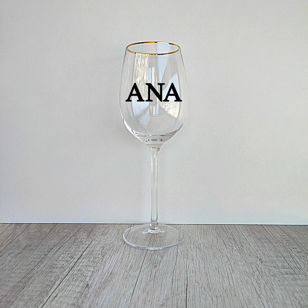 6 Copas de Vino borde dorado Personalizadas de 450ml