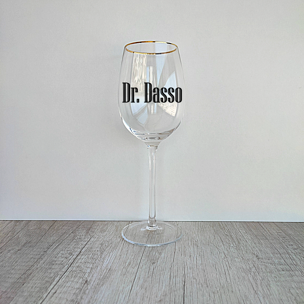 6 Copas de Vino borde dorado Personalizadas de 450ml