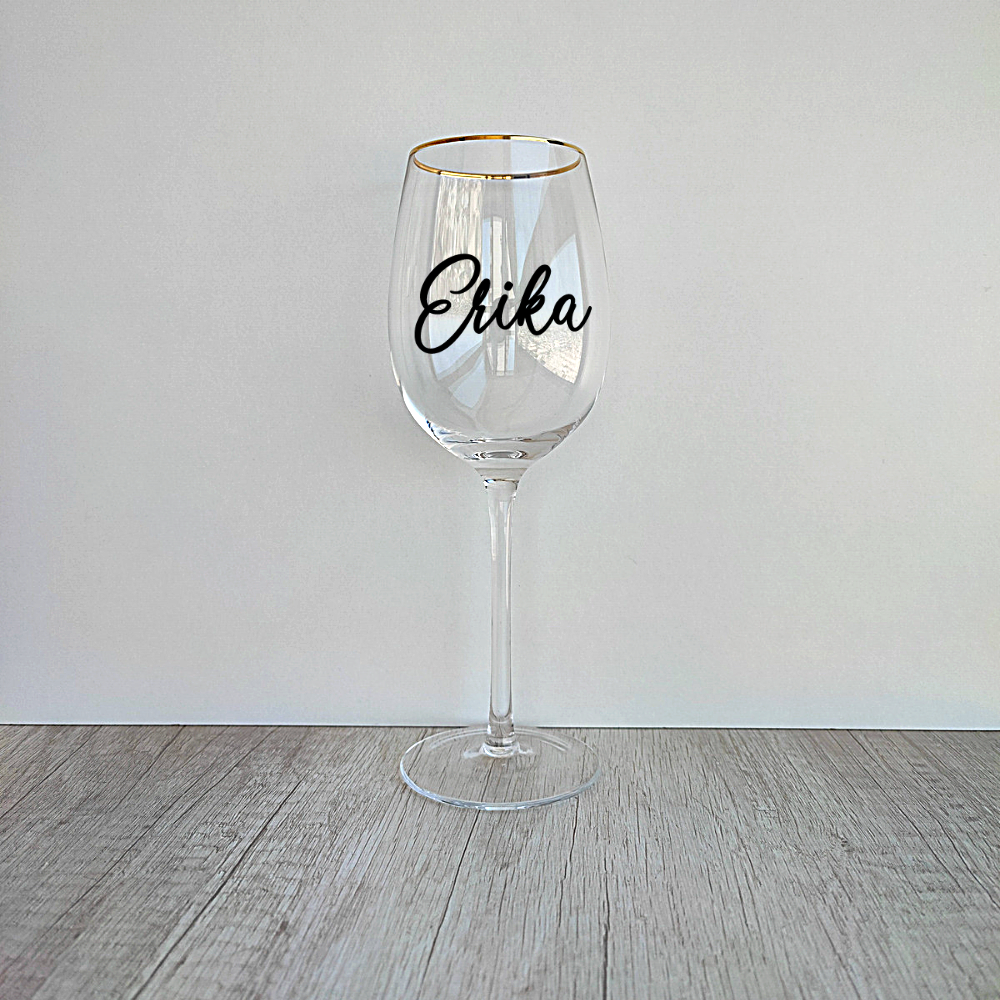 6 Copas de Vino borde dorado Personalizadas de 450ml