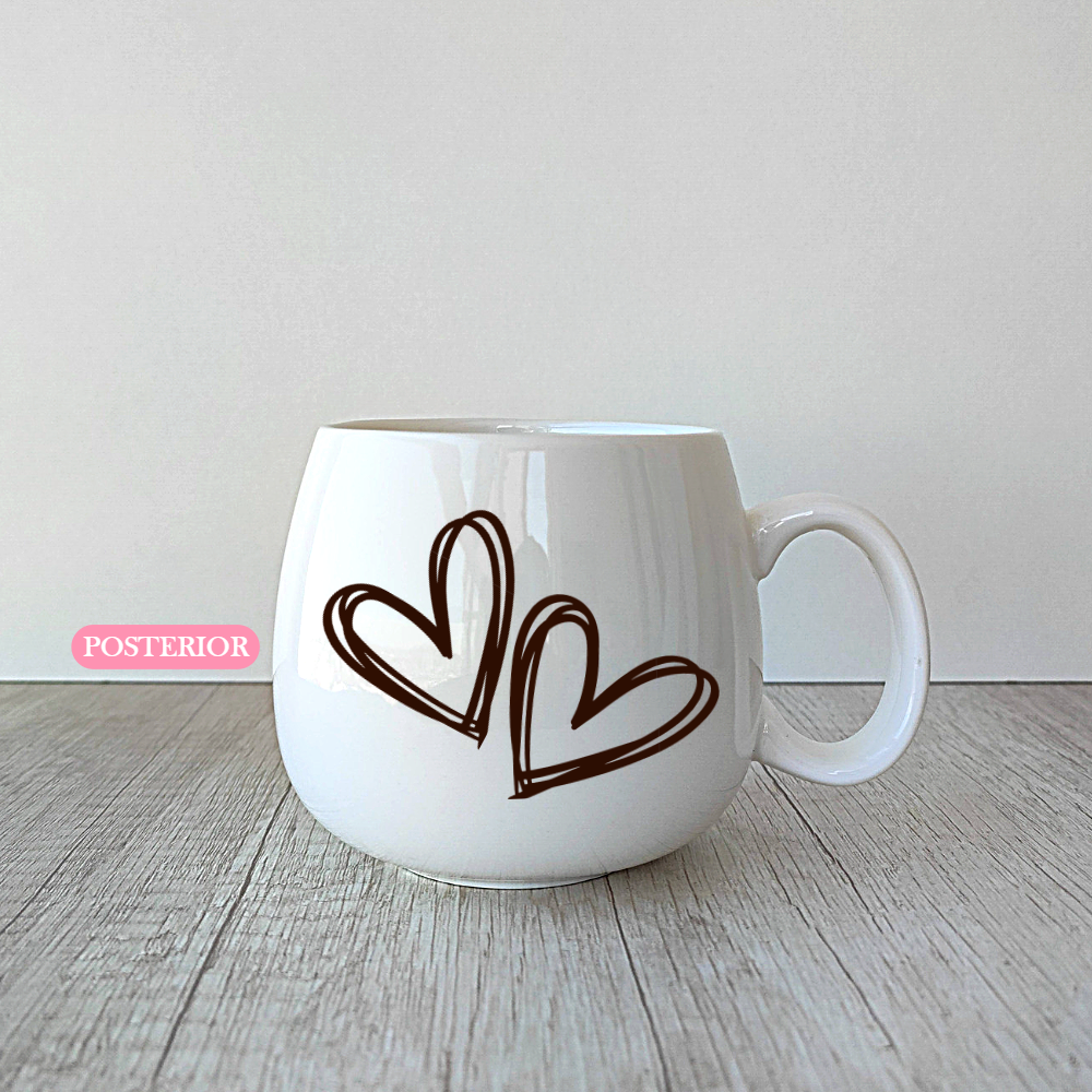 Set de 2 Tazas Nombre y Corazones personalizadas de porcelana de 400ml