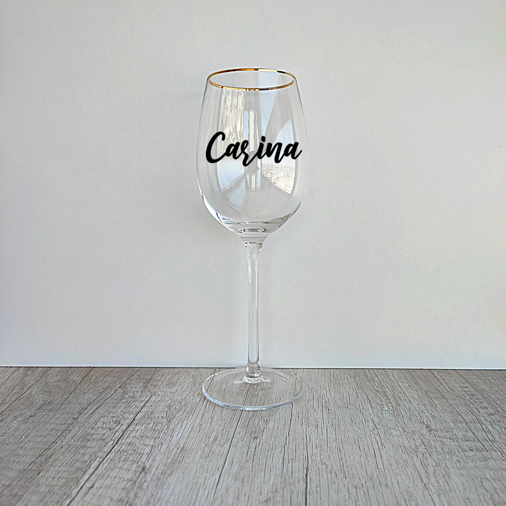 6 Copas de Vino borde dorado Personalizadas de 450ml