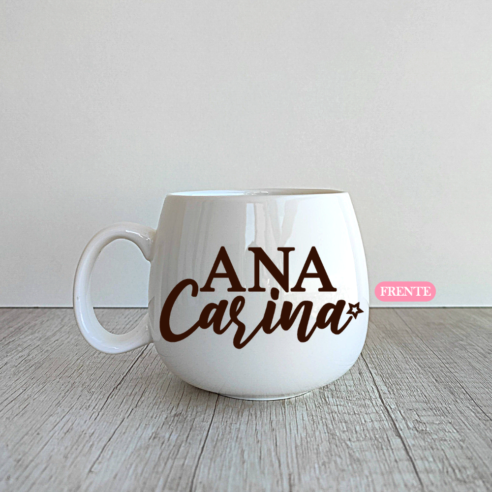 Set de 2 Tazas Nombre y Corazones personalizadas de porcelana de 400ml