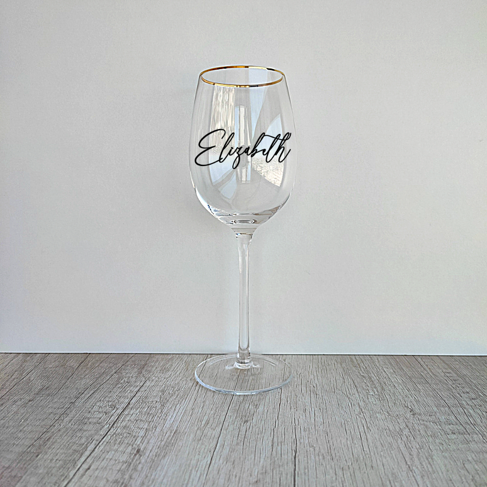 6 Copas de Vino borde dorado Personalizadas de 450ml