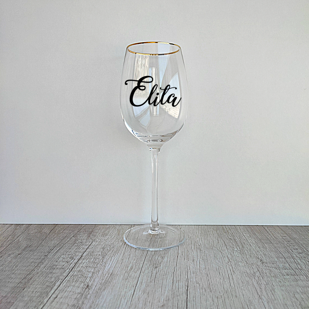 6 Copas de Vino borde dorado Personalizadas de 450ml