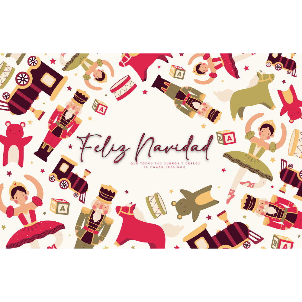 50 Individuales Feliz Navidad juguetes