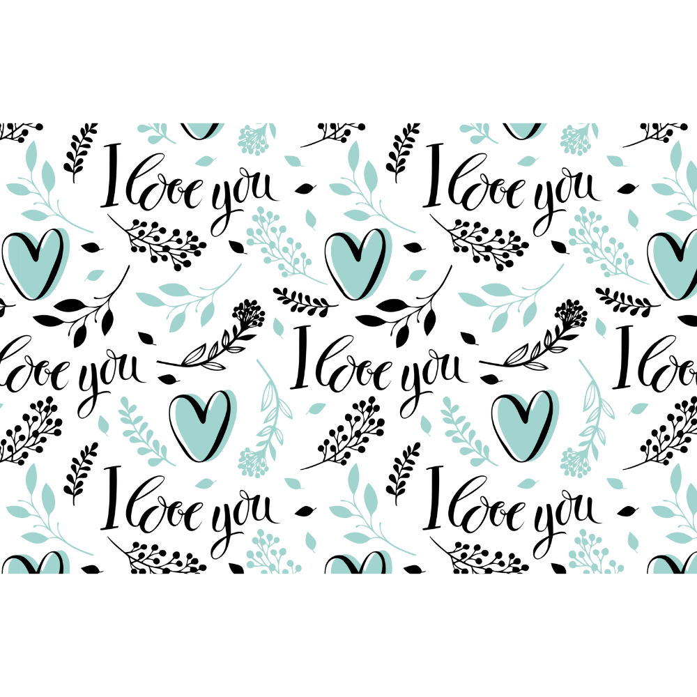 12 Individuales I Love you color menta