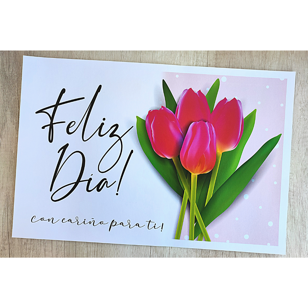 Set de 2 Individuales Feliz Día con flores